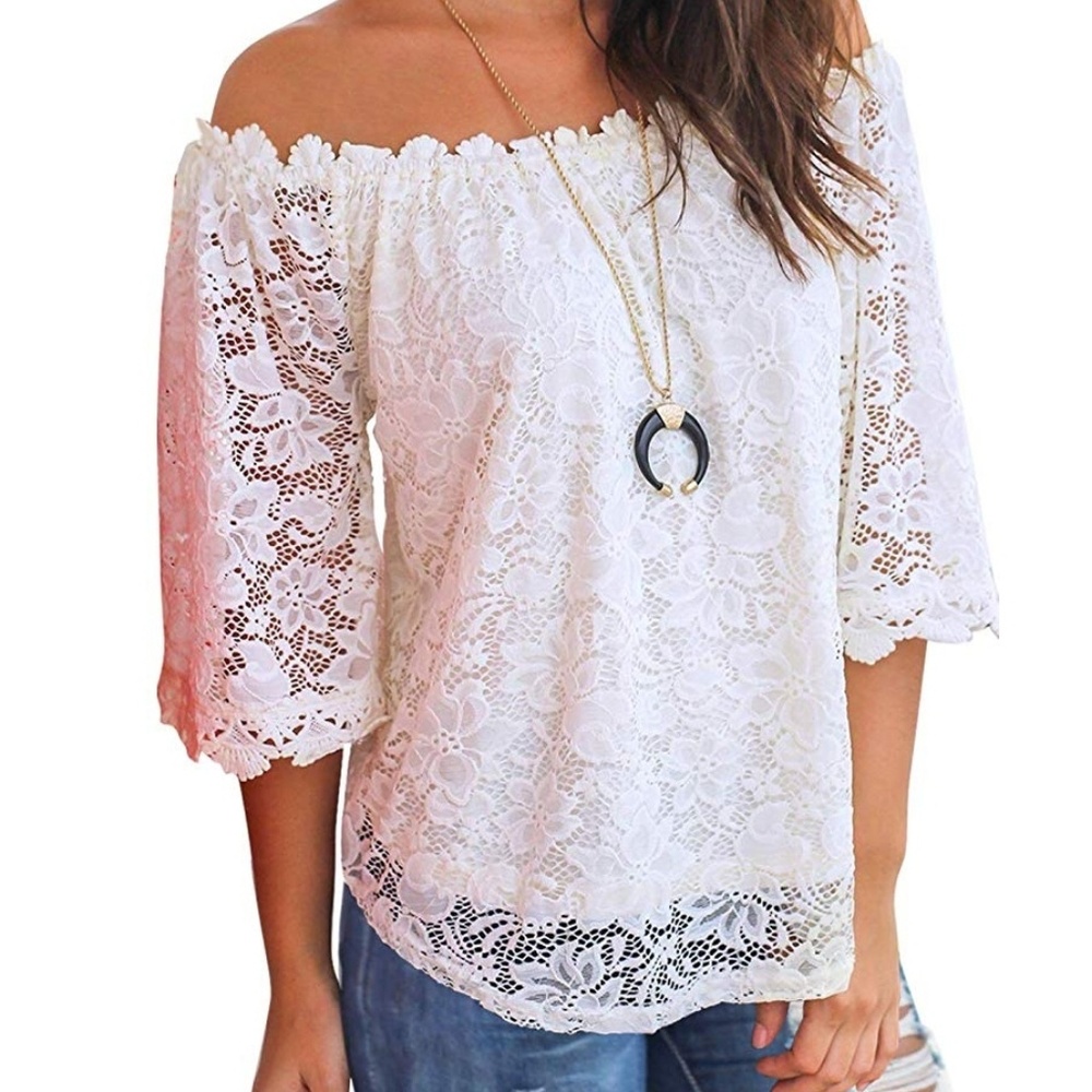 Off the shoulder lace boho shirt